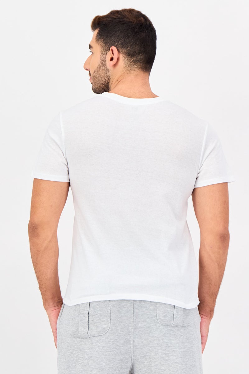 Frye Men Crew Neck Short Sleeve Brand Logo T-Shirt, White - Image 3