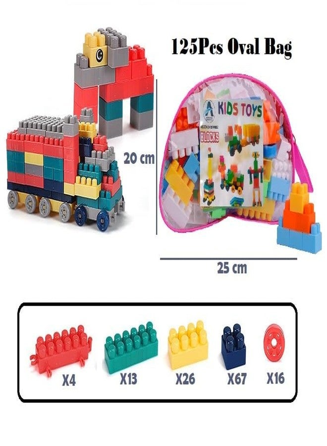 ARIZON ENTERPRISE ARIZON Enhance Creativity with Plastic Building Blocks: Perfect for Kids 3+ Years. Multicolour Construction Set Sparks Smart Activity Fun and Learning - 125+ Pieces.(Premium Pink Bag Packing) - Image 2