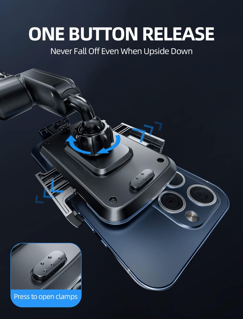 TOPGO Car Phone Mount Pro Ver [Adjustable Height & No Shaking] Cup Phone Holder for Car Compatible with iPhone 17 Pro Max and More Smartphone - Black - Image 5