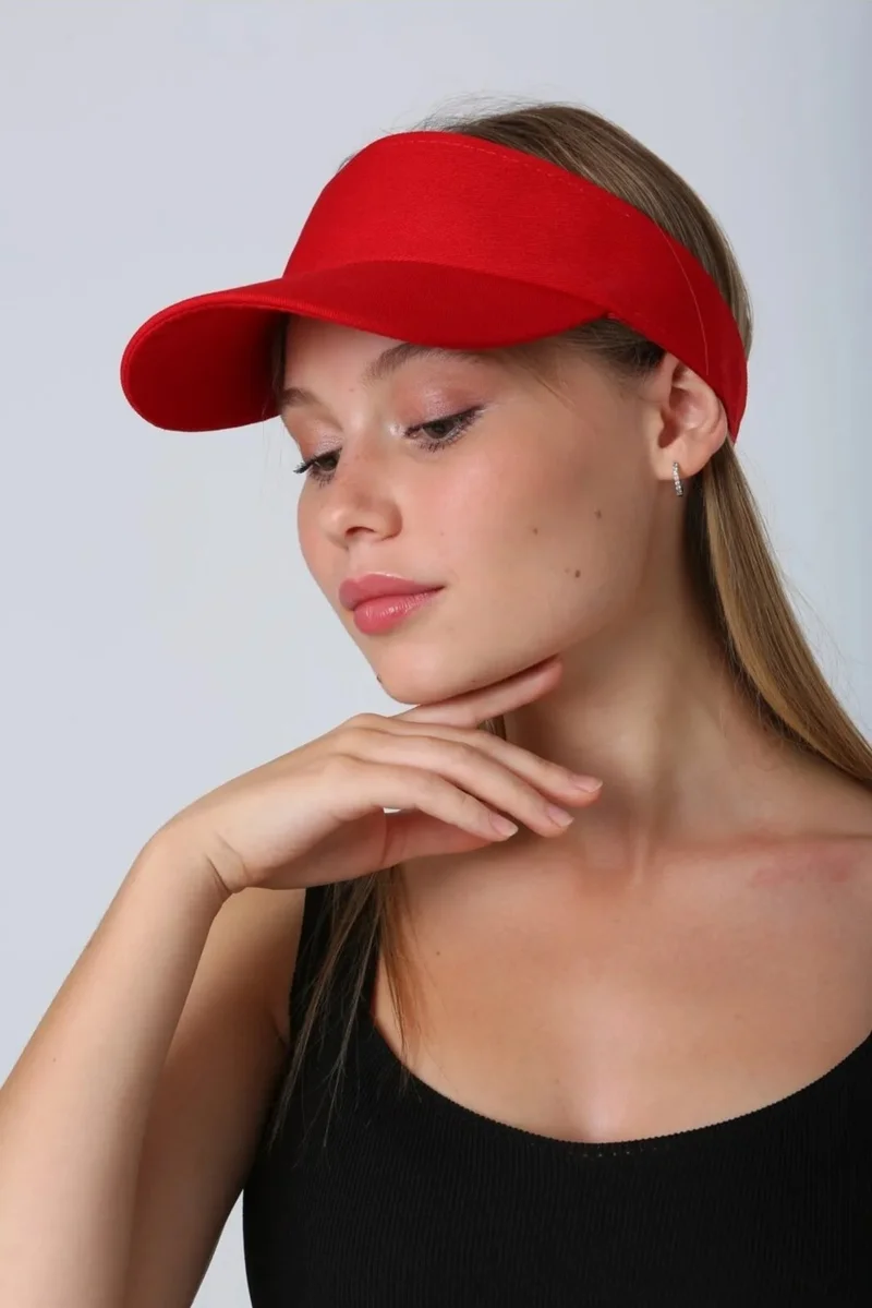 Remsa Mayo Remsa Swimsuit Adjustable Visor Tennis Golf Hat Sunscreen Visor RŞ-109 Red
