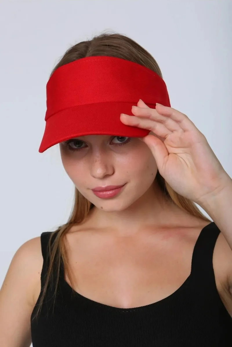 Remsa Mayo Remsa Swimsuit Adjustable Visor Tennis Golf Hat Sunscreen Visor RŞ-109 Red