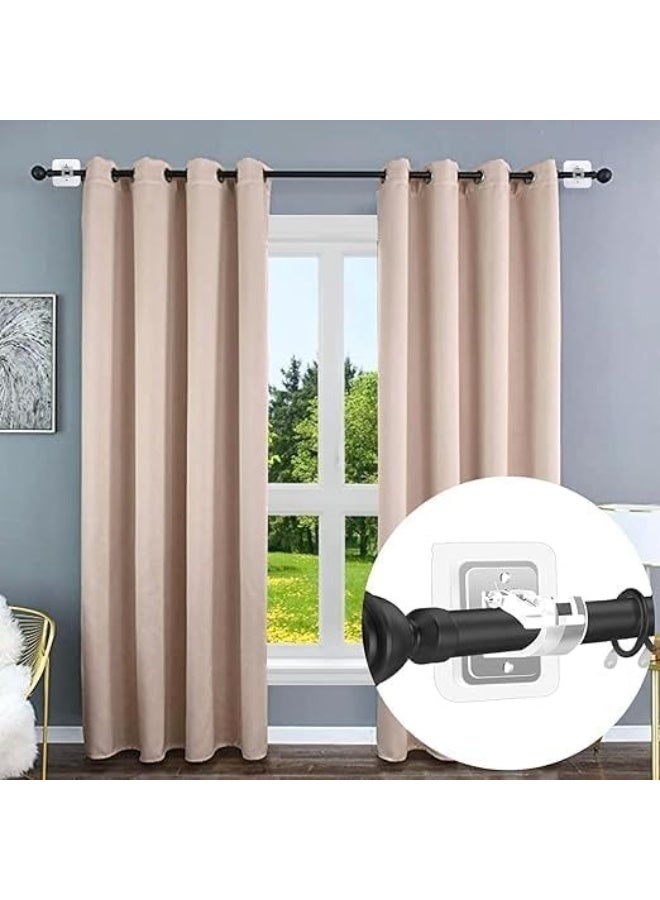 No Drill Curtain Rod Brackets No Drilling Self Adhesive Curtain Rod Holder Hooks Nail Free Adjustable Curtain Rod Hooks Curtain Hangers for Bathroom Kitchen Home Bathroom and Hotel 6 PCS - Image 2