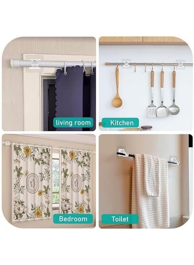 No Drill Curtain Rod Brackets No Drilling Self Adhesive Curtain Rod Holder Hooks Nail Free Adjustable Curtain Rod Hooks Curtain Hangers for Bathroom Kitchen Home Bathroom and Hotel 6 PCS - Image 4