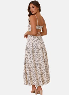 يونيكي White Floral Print Chiffon A-Line Maxi Dress  - Image 3