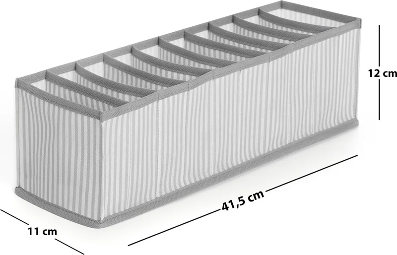 Ocean Home Textile 10 Compartment Gray Striped Cabinet Drawer Inside Accordion Type Folding Laundry Organizer