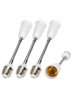 Generic مجموعة من 4 قطع من موصلات تمديد المصابيح المرنة E27، محول لمبة Edison قابل للتعديل مقاس 7.8 بوصة لتركيبات الإضاءة المنزلية، حامل إضاءة LED للنمو  - Image 1