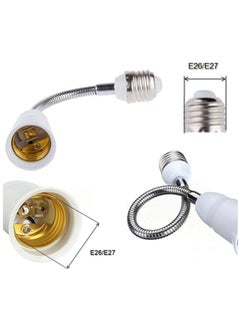 Generic مجموعة من 4 قطع من موصلات تمديد المصابيح المرنة E27، محول لمبة Edison قابل للتعديل مقاس 7.8 بوصة لتركيبات الإضاءة المنزلية، حامل إضاءة LED للنمو  - Image 3