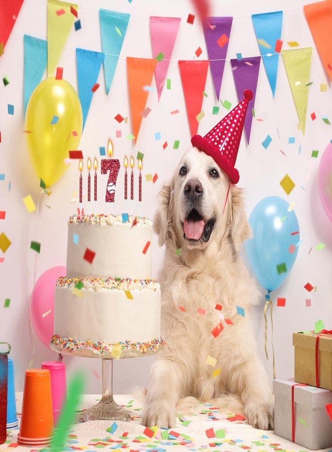 MTLEE Baseball Birthday Number 7 Candle with 10 Long Thin Cupcake Candle Red Baseball Cake Topper Sequins Sports Theme Birthday Party Decorations for Anniversary Celebrations - Image 5