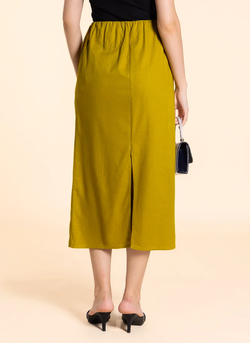 شايبس MIDI LINEN BLEND SKIRT