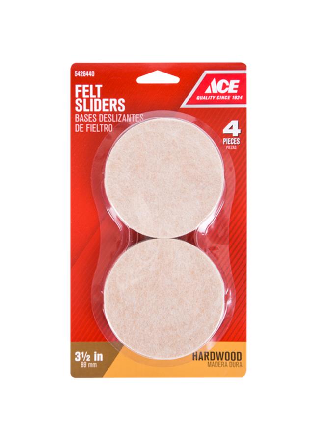 ACE 4-Piece Round Felt Slider Pads Brown 3.5inch