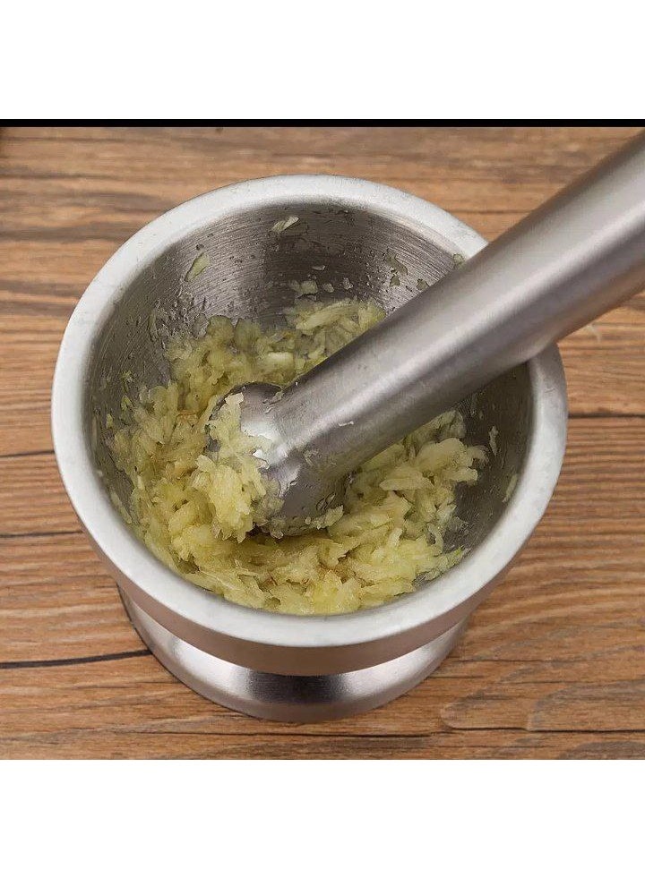 10cm Stainless Steel Mortar with Airtight Lid – For Grinding Spices and Garlic, Practical and Robust Design for Everyday Use AR - Image 4