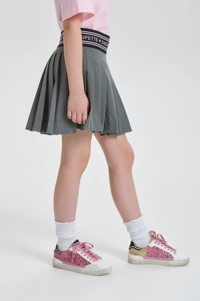 Choupette Grey Plated Skirt, elastic band - Choupette