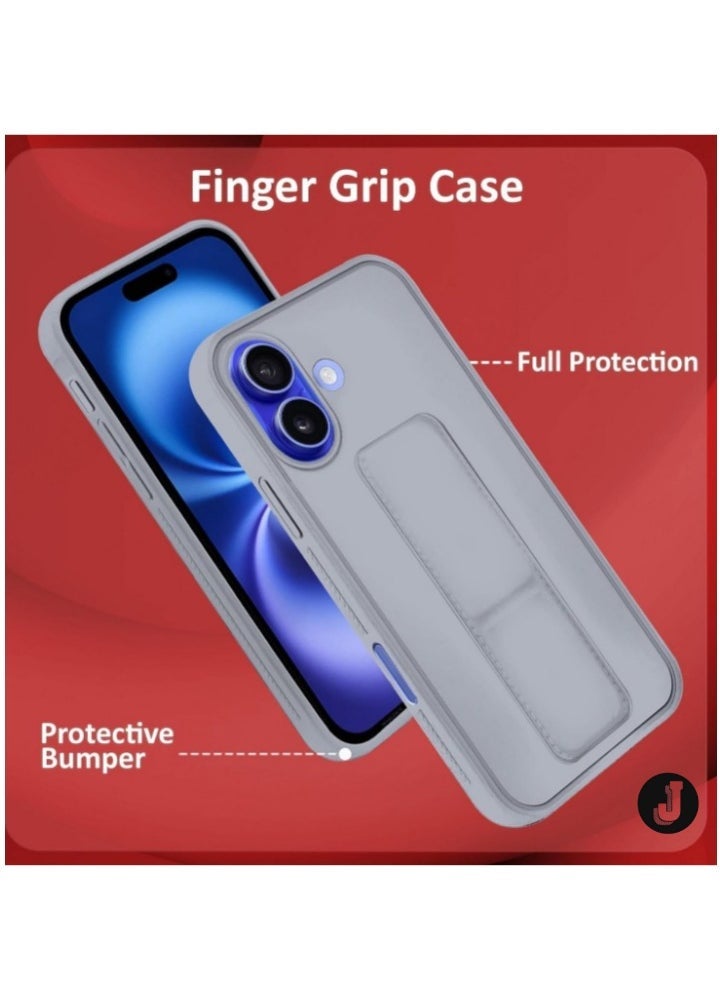 JAJEEK iPhone 16 Plus Titanium Gray Magnetic Car Mount Kickstand Case – Premium Silicone Multi-Stand with Hand Strap Grip - Image 2