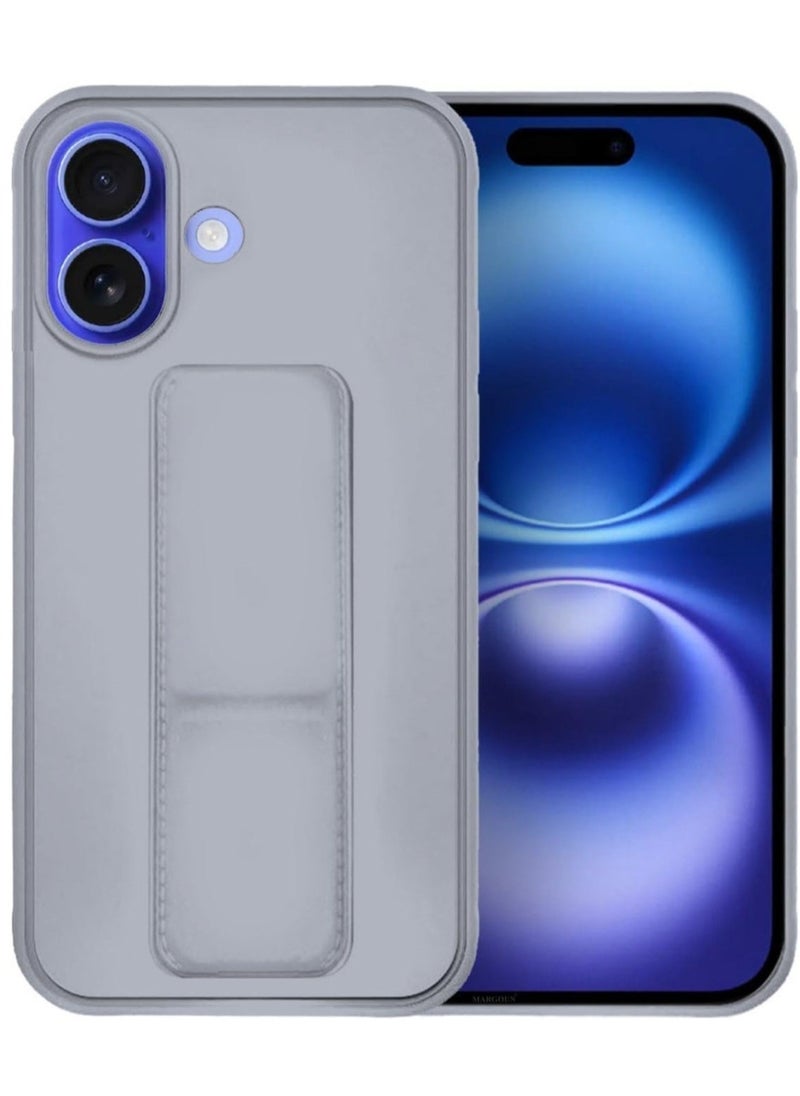 JAJEEK iPhone 16 Plus Titanium Gray Magnetic Car Mount Kickstand Case – Premium Silicone Multi-Stand with Hand Strap Grip - Image 4