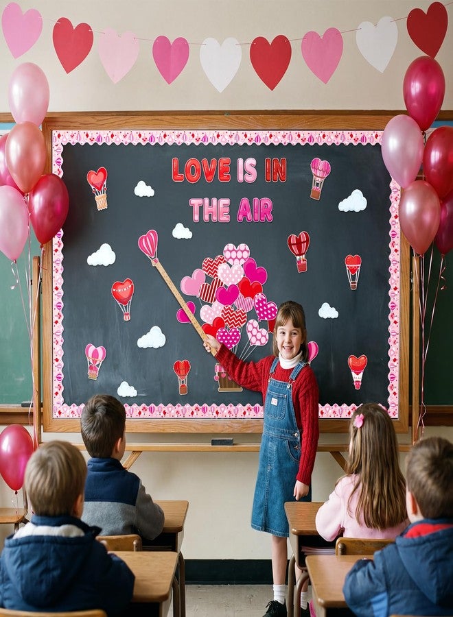 YCDMLJC Valentine’s Day Hot Air Balloon Heart Bulletin Board Decoration Set，Love is in The Air for School Classroom Wall Decor Valentines Party Supplies - Image 4
