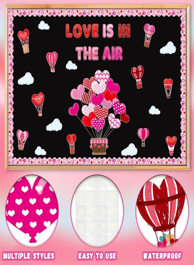 YCDMLJC Valentine’s Day Hot Air Balloon Heart Bulletin Board Decoration Set，Love is in The Air for School Classroom Wall Decor Valentines Party Supplies - Image 3