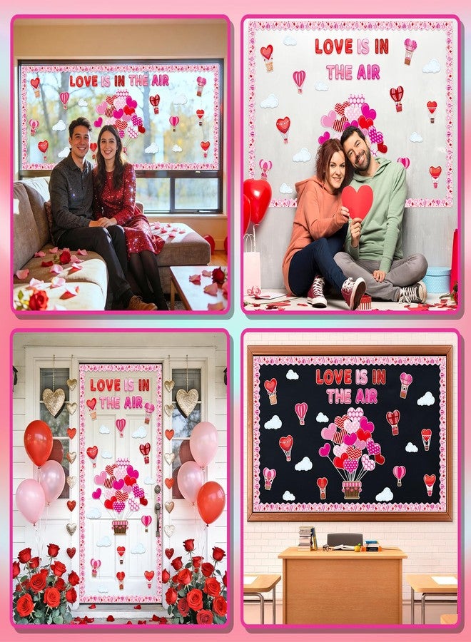 YCDMLJC Valentine’s Day Hot Air Balloon Heart Bulletin Board Decoration Set，Love is in The Air for School Classroom Wall Decor Valentines Party Supplies - Image 5