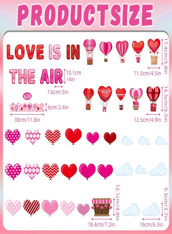 YCDMLJC Valentine’s Day Hot Air Balloon Heart Bulletin Board Decoration Set，Love is in The Air for School Classroom Wall Decor Valentines Party Supplies - Image 2