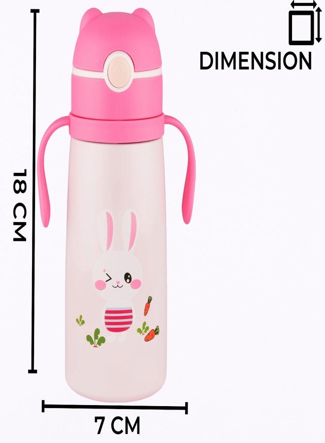 Zerya Goofy 480 ML Vacuum Thermo Seal Insulated Double Wall Steel Body Baby Sipper with One Touch Opening & Silicon Straw,Long Retention of Temperature of Hot & Cold Liquids (Pink) - Image 4