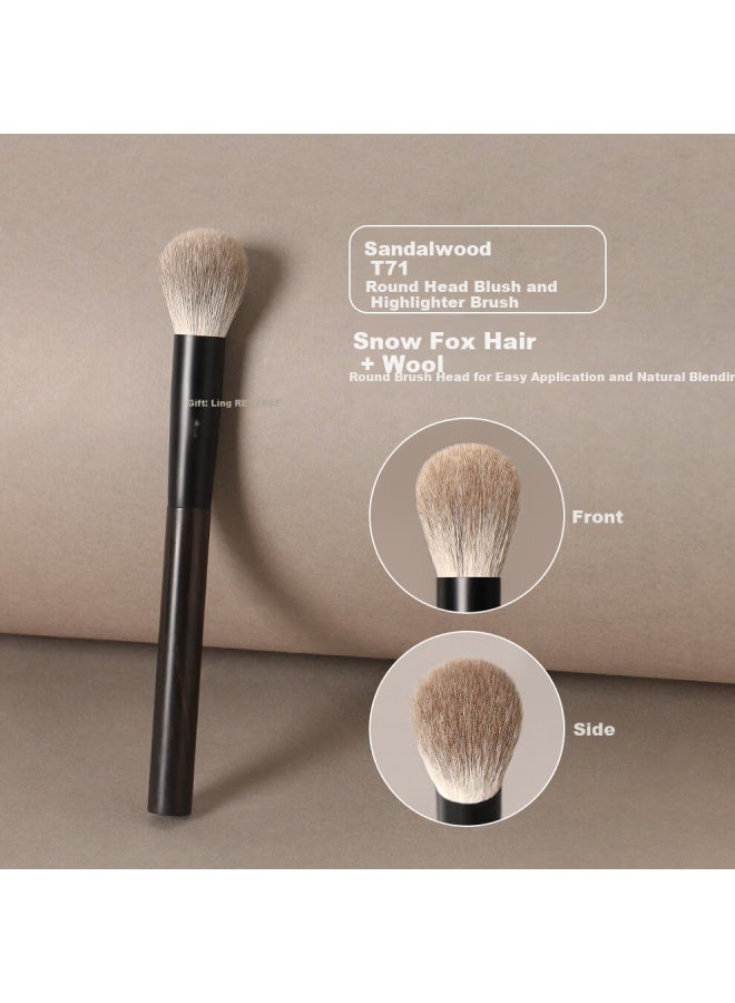 Reverse Sandalwood T71 Round Head Blush Highlighter Brush Animal Hair Ultra-soft Makeup Brush For Beginners - Image 1