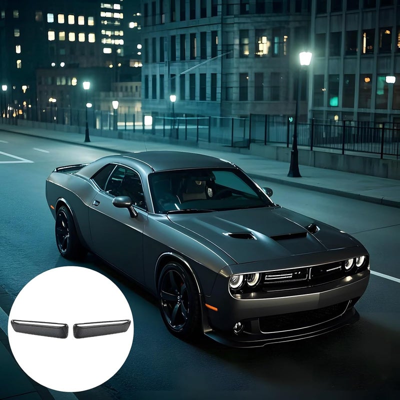 Hood Scoop Trims for 15-22 Dodge Challenger, Decorative Vent Covers, Exterior Accessories, ABS Material, Easy Stick-On Installation, Scratch-Safe Finish, 10.63 x 2.64 x 0.91 in - Image 4