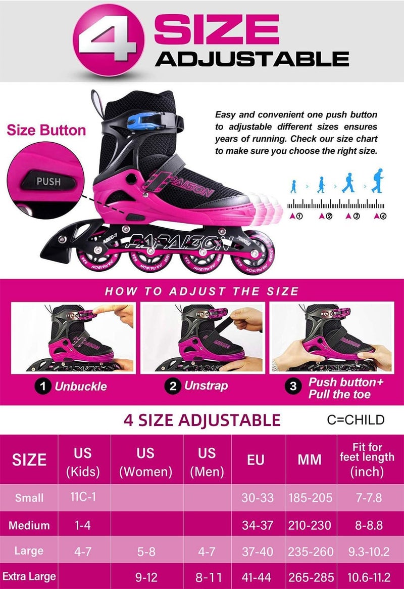 PAPAISON Adjustable Inline Skates for Kids and Adults with Full Light Up Wheels - Image 3