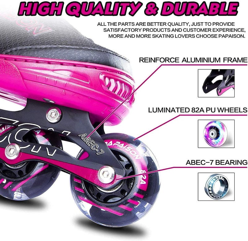 PAPAISON Adjustable Inline Skates for Kids and Adults with Full Light Up Wheels - Image 4