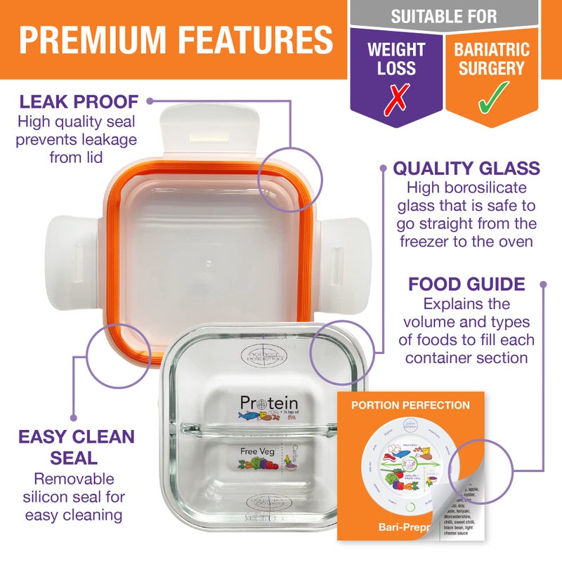 Portion Perfection Bariatric Must Haves / 3 Pk Bariatric Meal Prep Containers Reusable Glass Portion Control Container | Gastric Sleeve Must Haves | Bari Preppers - Image 3