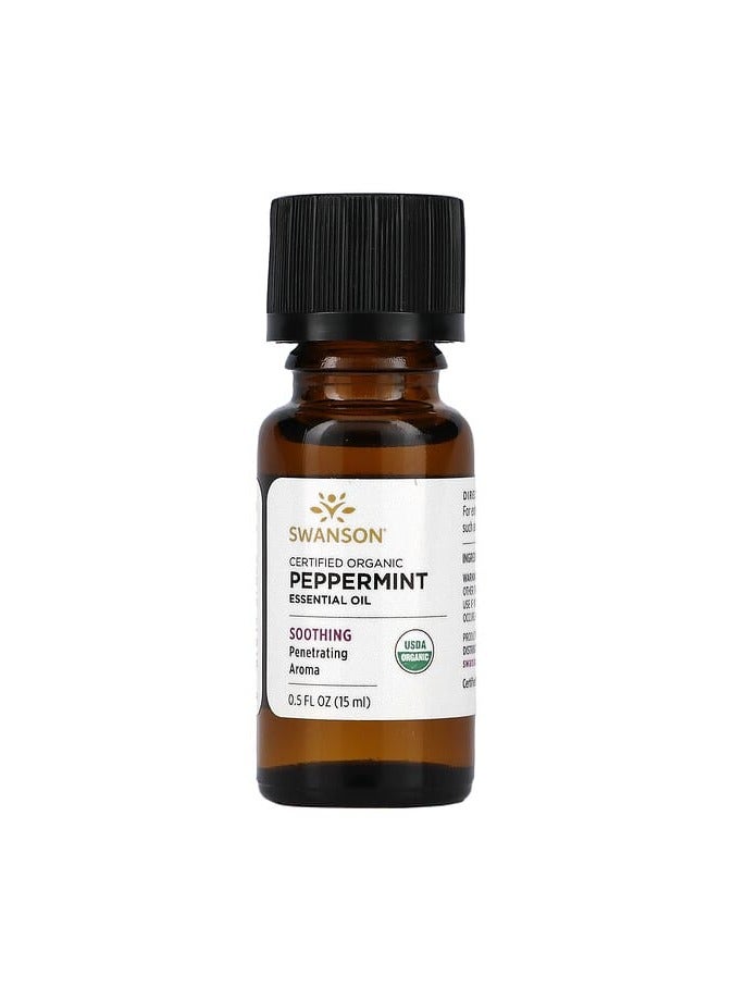 SWANSON Certified Organic Peppermint Essential Oil, 0.5 fl oz (15 ml)