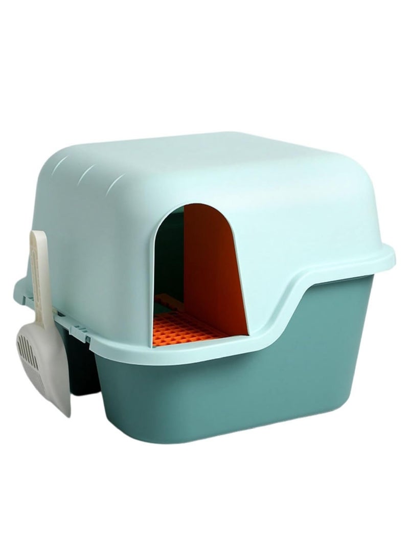 مرحاض للقطط، على شكل قبة، نوع الممر، منع تناثر الرمال، مرحاض للقطط، كبير، واسع الحجم، مزيل للرمال، مضاد للبكتيريا، مقاوم للرائحة، صغير الحجم، سهل العناية، سعة كبيرة، يشمل مغرفة، نظيف - Image 1