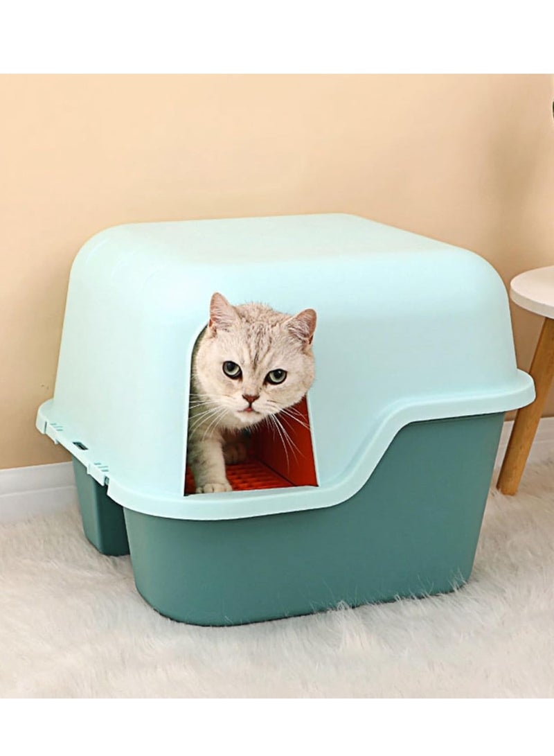 مرحاض للقطط، على شكل قبة، نوع الممر، منع تناثر الرمال، مرحاض للقطط، كبير، واسع الحجم، مزيل للرمال، مضاد للبكتيريا، مقاوم للرائحة، صغير الحجم، سهل العناية، سعة كبيرة، يشمل مغرفة، نظيف - Image 2