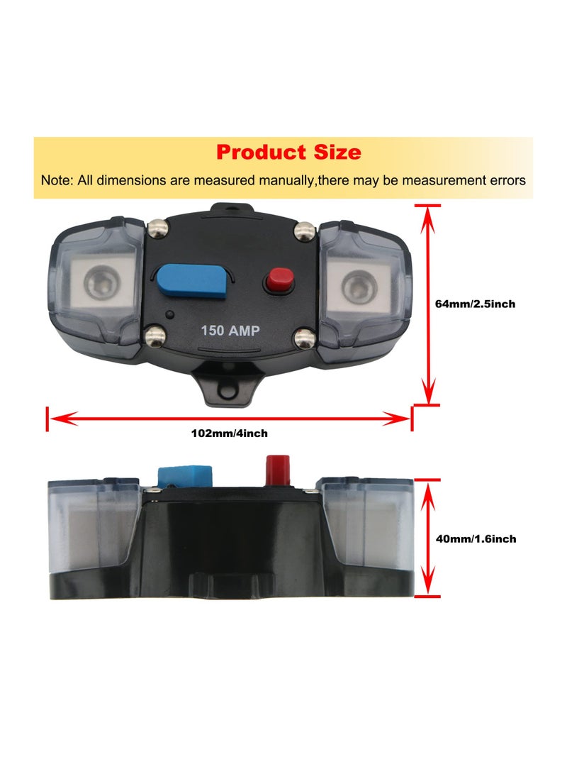 150A Circuit Breaker, 12-48 Volt DC, Car Stereo Audio Inline Fuse Block Holders Inverter, RV Yacht Boat Audio Modification Automatic Circuit Breaker Recovery Power Circuit Protection Safety Switch - Image 3