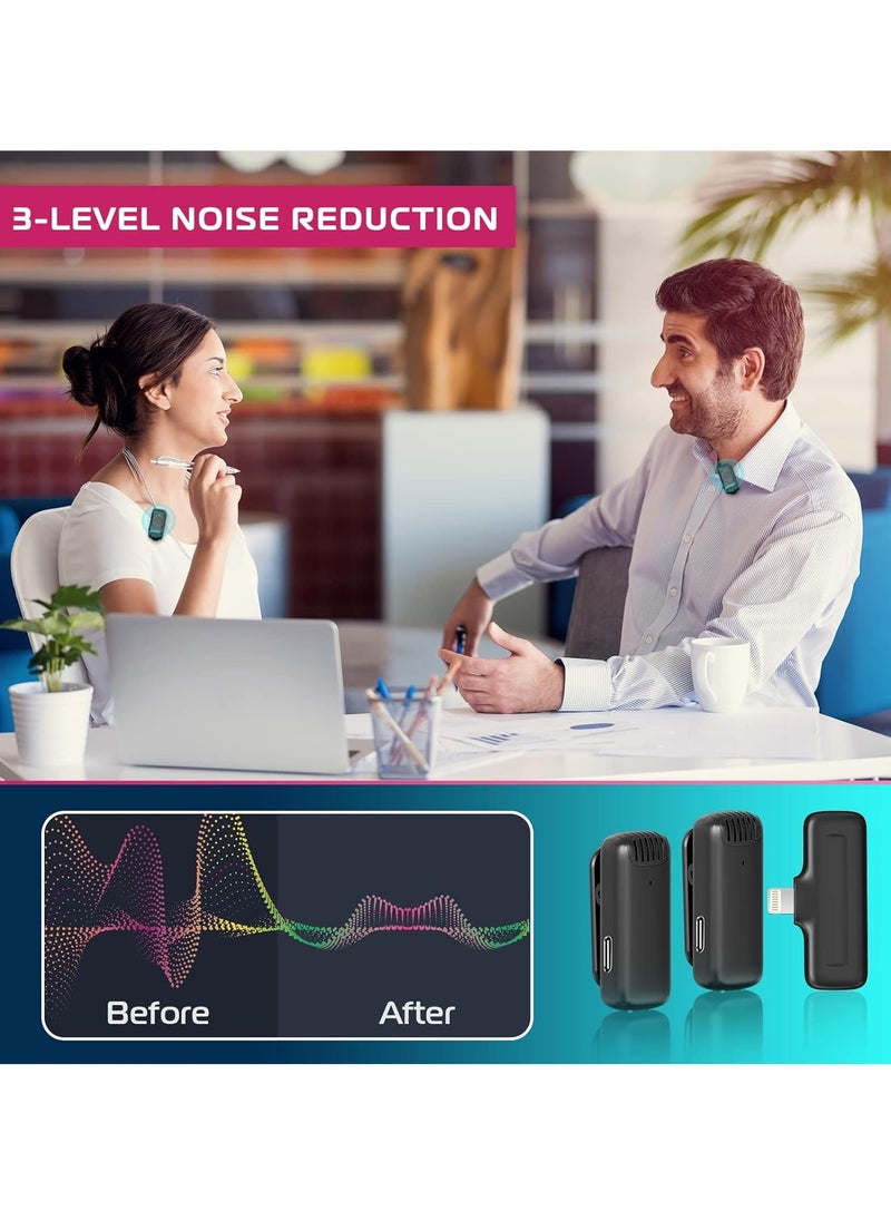 Ulanzi Ulanzi J12 Wireless Lavalier Microphone for iPhone/Android/iPad, 2-in-1 Plug-Play Mic with Charging Case for Phone Video Recording, 65ft Transmission Range (Type-C)  - Image 2