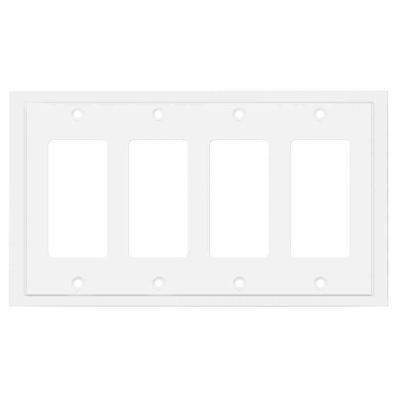 Henne Bery Modern Edge Decorative Wall Plate Switch Plate Outlet Cover Durable Solid Zinc Alloy Quad Decorator White