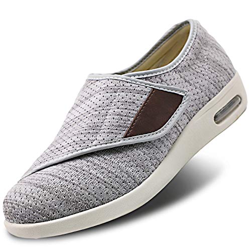 Orthoshoes Womens Stylish Diabetic Shoes with Arch Support,Extra Wide Widths Walking Edema Sneakers Adjustable Strap Easy On/Off with 3 Pairs Insoles Replacement for Support Swollen Feet Light Gray - Image 1