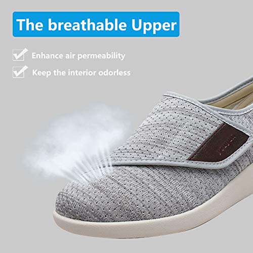 Orthoshoes Womens Stylish Diabetic Shoes with Arch Support,Extra Wide Widths Walking Edema Sneakers Adjustable Strap Easy On/Off with 3 Pairs Insoles Replacement for Support Swollen Feet Light Gray - Image 4