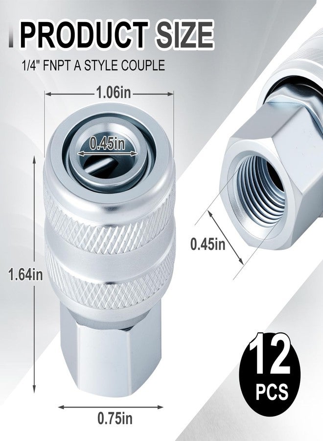 Yaocom 12 Pcs S-775 1/4" FNPT A Style Coupler 1/4" FNPT Air Fittings Compatible with Milton a Style Plugs #778, #777, #777-4, #777-6, #1777-4 and #1777-6 - Image 2