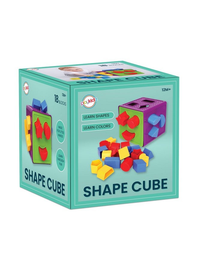 Playkidiz Shape Sorter Toy, Toddler and Baby Stem Sorting and Matching Activity Cube, 18 Blocks Colorful Sorter Box, My First Baby Toys Gift for Boys & Girls - Image 2