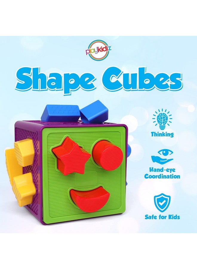 Playkidiz Shape Sorter Toy, Toddler and Baby Stem Sorting and Matching Activity Cube, 18 Blocks Colorful Sorter Box, My First Baby Toys Gift for Boys & Girls - Image 3
