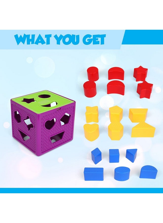 Playkidiz Shape Sorter Toy, Toddler and Baby Stem Sorting and Matching Activity Cube, 18 Blocks Colorful Sorter Box, My First Baby Toys Gift for Boys & Girls - Image 4