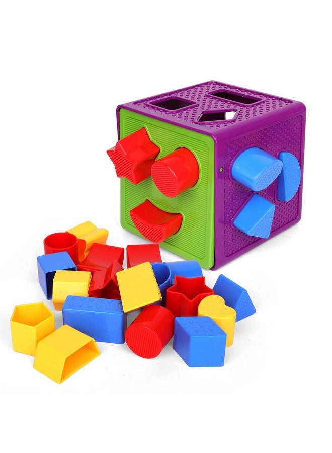 Playkidiz Shape Sorter Toy, Toddler and Baby Stem Sorting and Matching Activity Cube, 18 Blocks Colorful Sorter Box, My First Baby Toys Gift for Boys & Girls - Image 1