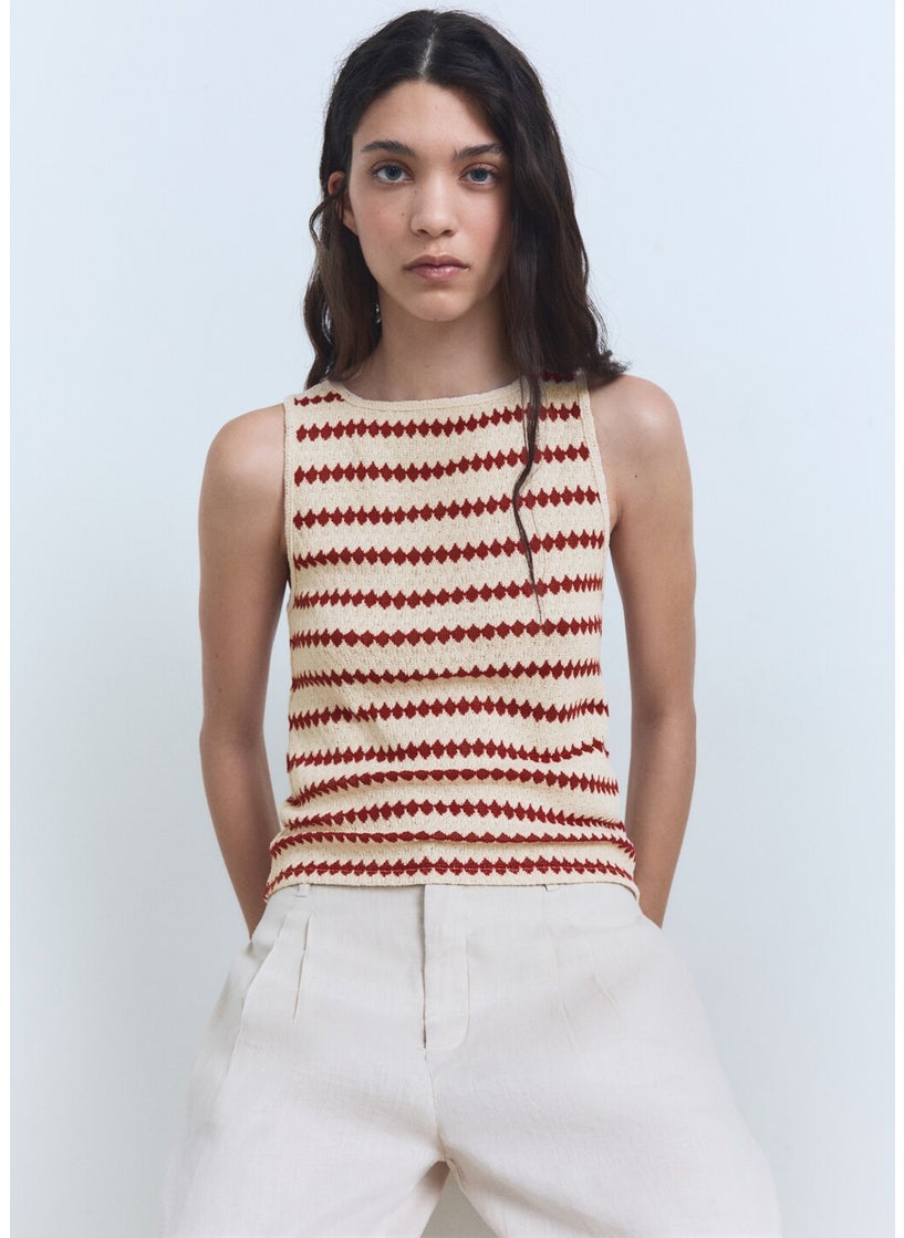 MANGO Knitted Top With Geometric Print  - Image 1