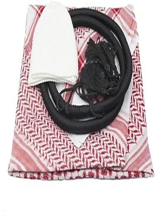 طقم شماغ وعقال عربي تقليدي للرجال، طقم غطاء رأس للثوب أو الكندورة، طقم من 3 قطع - Image 2