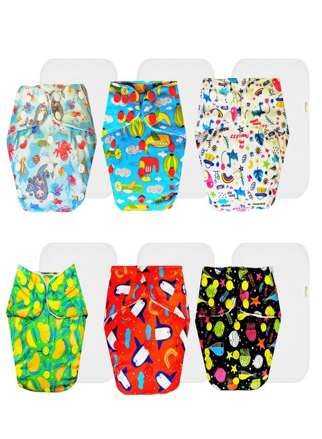 Dumbledo Premium Cloth Diaper with Cotton Insert (Pack of 6) | Hypoallergenic | Reusable & Washable | Travel Friendly | Trusted by Moms | 3 Months - 3 Years | Unisex Baby - Image 1