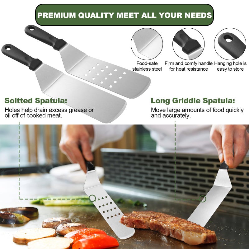 EWFEN 35PCS Griddle Accessories Kit, Flat Top Grill Accessories Set for Blackstone and Camp Chef, Grill Spatula Set with Enlarged Spatulas, Basting Cover, Scraper for Outdoor Barbecue - Image 3