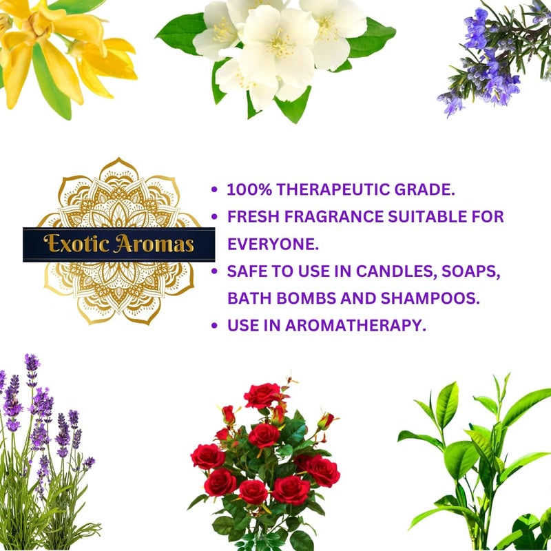 اكسوتك أرومس عطور غريبة زيت عطري - زيت اللافندر، زيت الليمون الهندي، زيت الياسمين، زيت البرتقال، زيت الورد (عبوة من 5) - Image 5