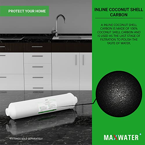 Max Water Post Activated Carbon Water Filter Replacement – 5 Micron Inline Filter – 10 inch Inline Carbon Filter– Under Sink and Reverse Fits most Reverse Osmosis Systems (1 pack) - Image 5