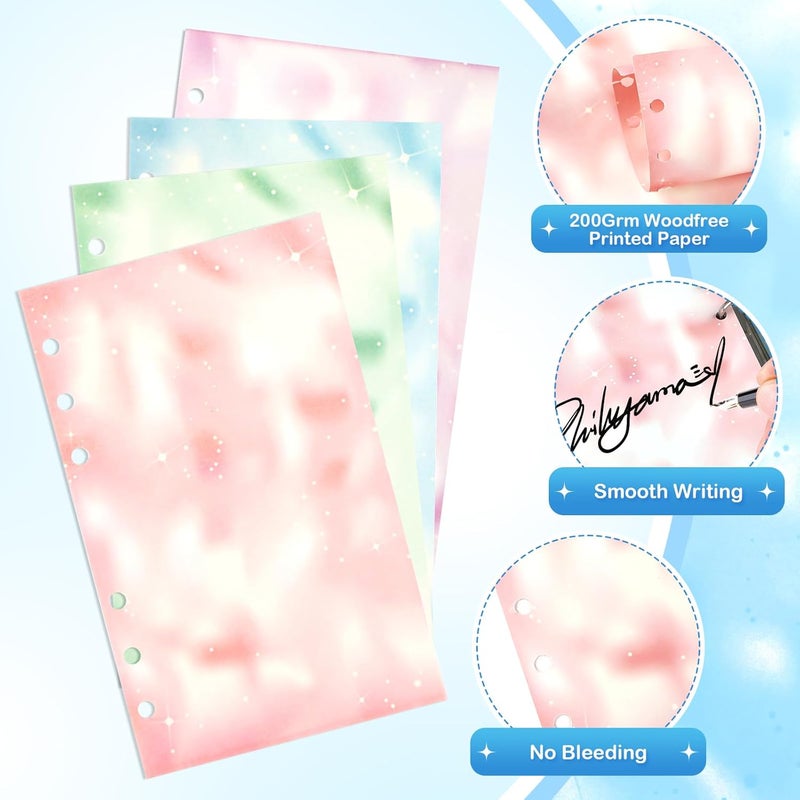 Toplive A6 Colorful Refill Paper, 80 Sheets Loose Leaf Binder Inserts Paper Starry Sky Planner Refills 6.7" x 4.1" for 6 Ring Binder Journal Notebook Diary, 160 Pages - Image 5