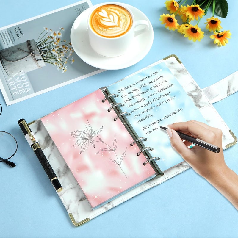 Toplive A6 Colorful Refill Paper, 80 Sheets Loose Leaf Binder Inserts Paper Starry Sky Planner Refills 6.7" x 4.1" for 6 Ring Binder Journal Notebook Diary, 160 Pages - Image 2