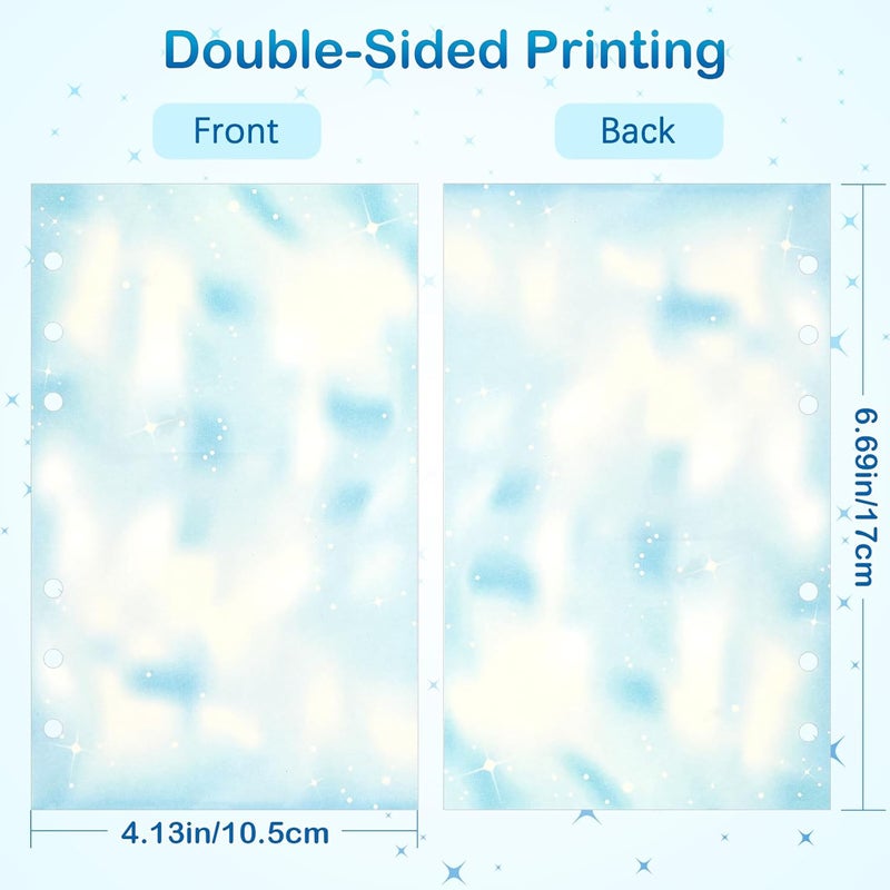 Toplive A6 Colorful Refill Paper, 80 Sheets Loose Leaf Binder Inserts Paper Starry Sky Planner Refills 6.7" x 4.1" for 6 Ring Binder Journal Notebook Diary, 160 Pages - Image 3